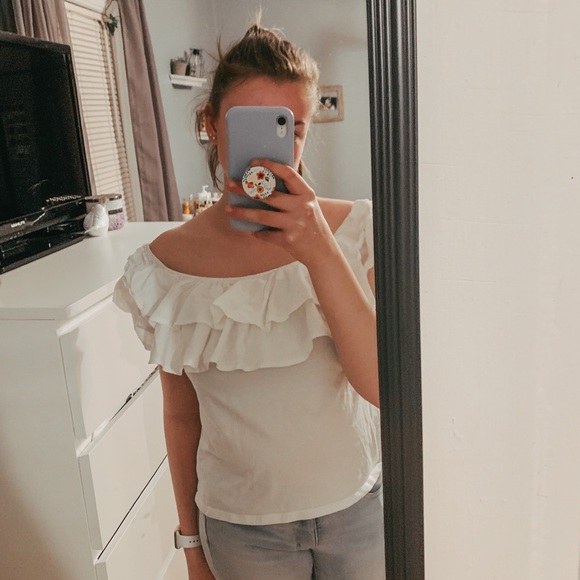 H&M Tops - h&m white off the shoulder flounce top